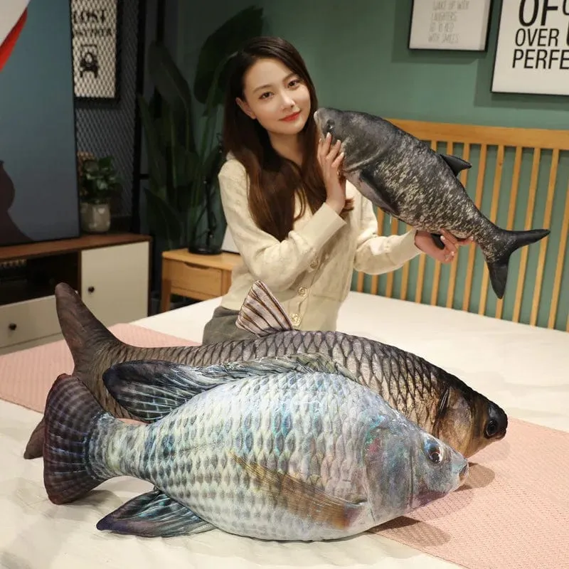 30-100 cm Simulation Lustiger Fisch Plüschtiere Gefülltes weiches Tier Karpfen Plüschkissen Kreatives Schlafkissen für Kinder Mädchen Weihnachtsgeschenk
