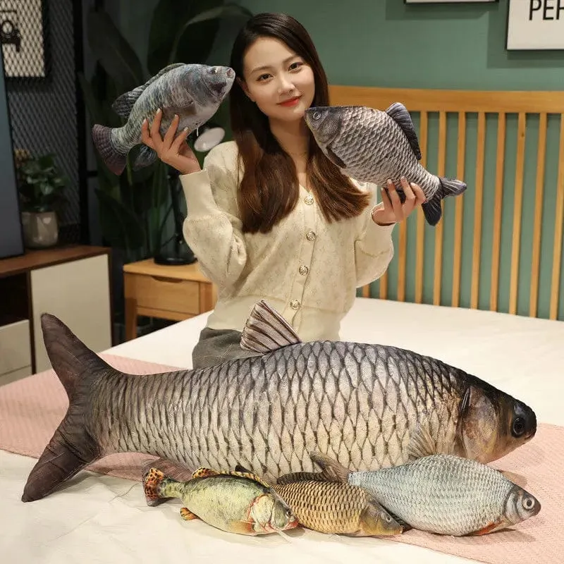 30-100 cm Simulation Lustiger Fisch Plüschtiere Gefülltes weiches Tier Karpfen Plüschkissen Kreatives Schlafkissen für Kinder Mädchen Weihnachtsgeschenk