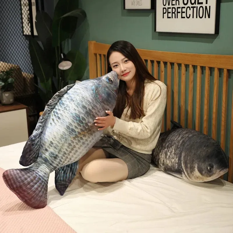 30-100 cm Simulation Lustiger Fisch Plüschtiere Gefülltes weiches Tier Karpfen Plüschkissen Kreatives Schlafkissen für Kinder Mädchen Weihnachtsgeschenk