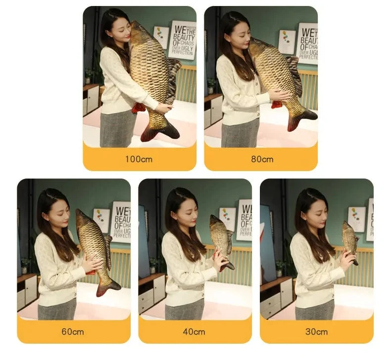 30-100 cm Simulation Lustiger Fisch Plüschtiere Gefülltes weiches Tier Karpfen Plüschkissen Kreatives Schlafkissen für Kinder Mädchen Weihnachtsgeschenk