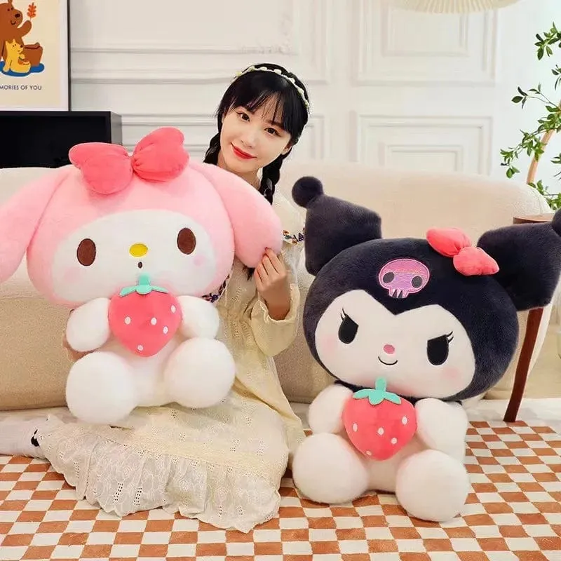 22/35cm Sanrio Erdbeere Kuromi Kissen Plüsch Spielzeug Mädchen Weiche Stofftier Spielzeug Erdbeere Melodie Puppe Geschenk