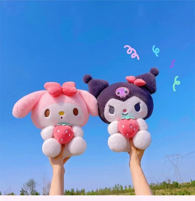 22/35cm Sanrio Erdbeere Kuromi Kissen Plüsch Spielzeug Mädchen Weiche Stofftier Spielzeug Erdbeere Melodie Puppe Geschenk