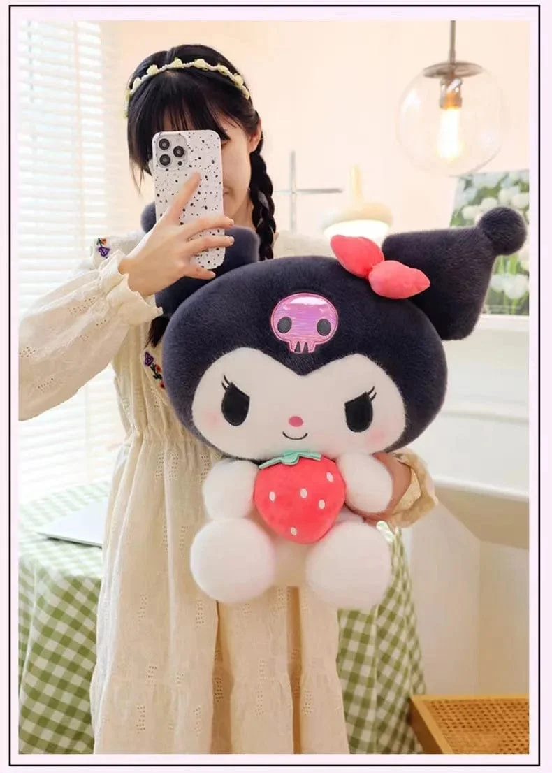 22/35cm Sanrio Erdbeere Kuromi Kissen Plüsch Spielzeug Mädchen Weiche Stofftier Spielzeug Erdbeere Melodie Puppe Geschenk