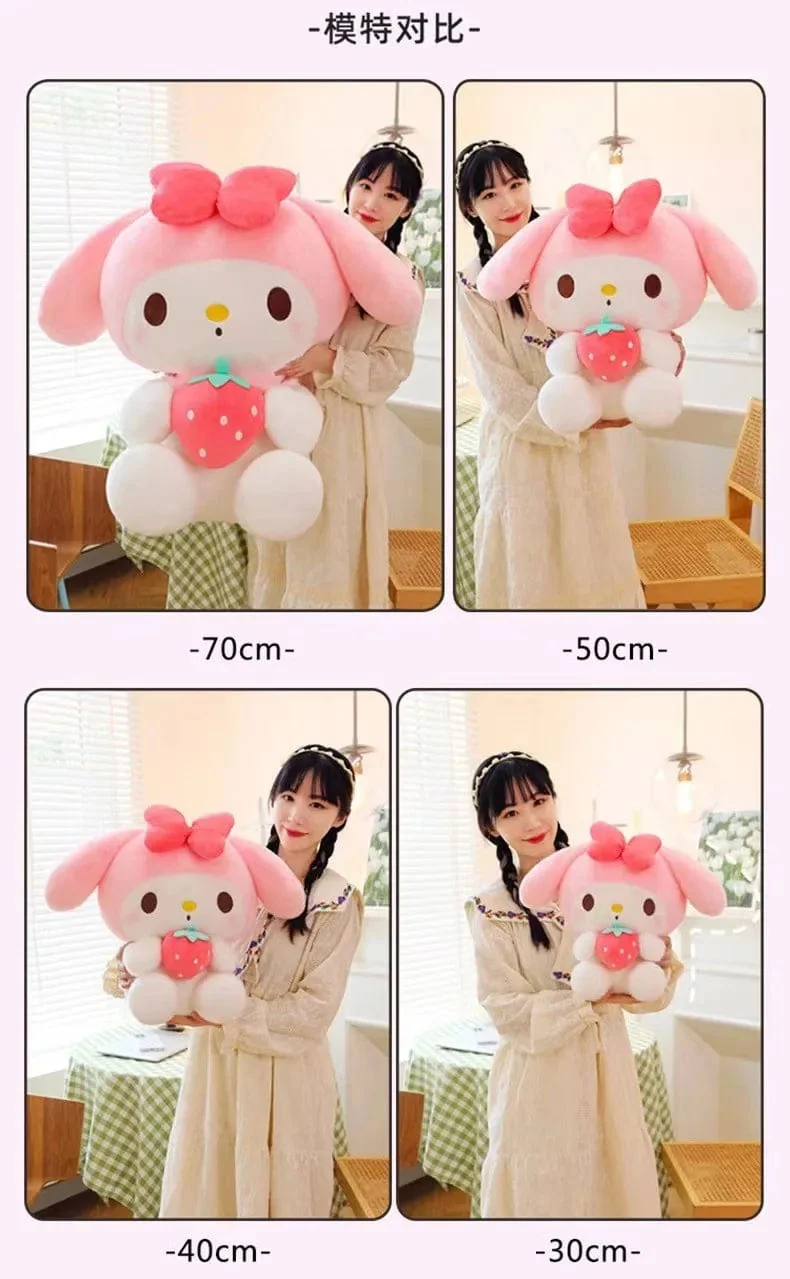 22/35cm Sanrio Erdbeere Kuromi Kissen Plüsch Spielzeug Mädchen Weiche Stofftier Spielzeug Erdbeere Melodie Puppe Geschenk