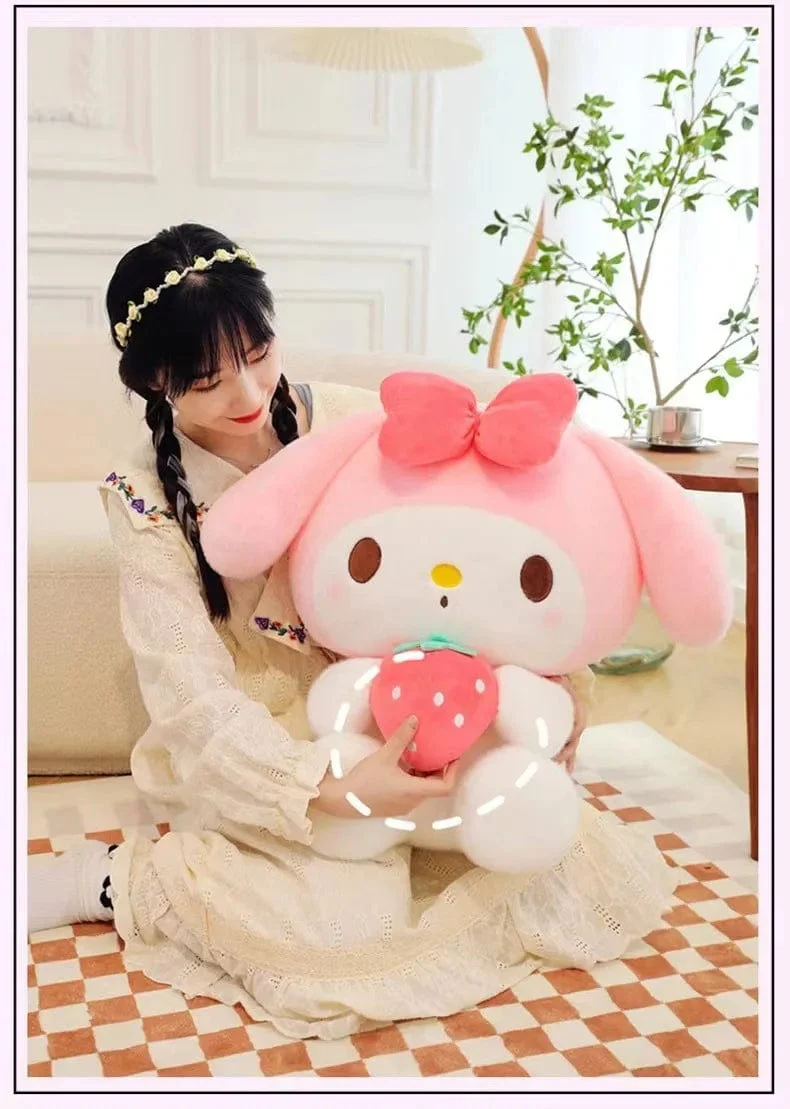 22/35cm Sanrio Erdbeere Kuromi Kissen Plüsch Spielzeug Mädchen Weiche Stofftier Spielzeug Erdbeere Melodie Puppe Geschenk
