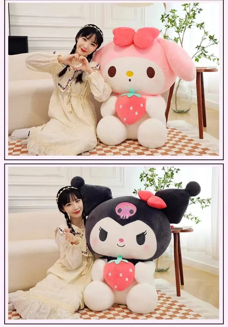 22/35cm Sanrio Erdbeere Kuromi Kissen Plüsch Spielzeug Mädchen Weiche Stofftier Spielzeug Erdbeere Melodie Puppe Geschenk