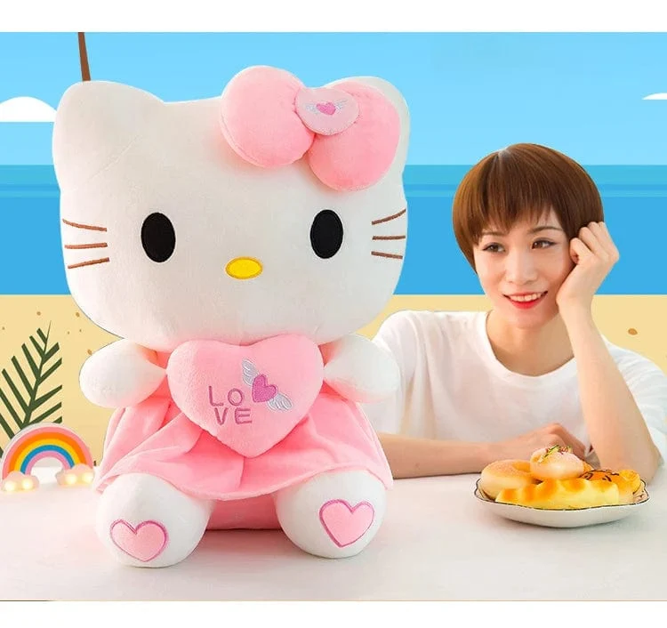 Süßes Hello Kitty Rosa Plüsch Stofftiere Anime Cartoon Plüschpuppe Weiches Kissen Spielzeug Für Kinder Geburtstag Weihnachtsgeschenke