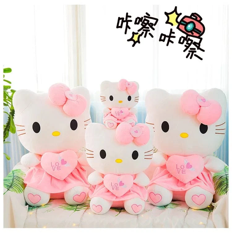 Süßes Hello Kitty Rosa Plüsch Stofftiere Anime Cartoon Plüschpuppe Weiches Kissen Spielzeug Für Kinder Geburtstag Weihnachtsgeschenke