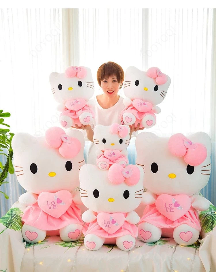 Süßes Hello Kitty Rosa Plüsch Stofftiere Anime Cartoon Plüschpuppe Weiches Kissen Spielzeug Für Kinder Geburtstag Weihnachtsgeschenke