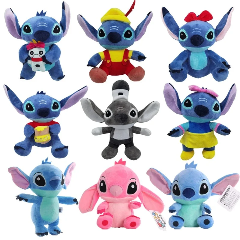 Heißer Cartoon Blau Rosa Stitch Plüsch Figur Anime Spielzeug Lilo und Stitch 20cm Stitch Plüsch Nähspielzeug Kinder Schultasche Geburtstagsgeschenk
