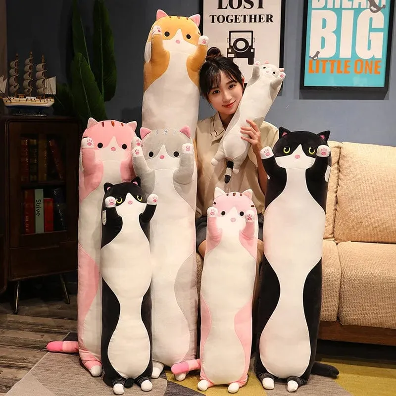 10 Arten 50-150 cm lange Katzenplüschtiere Gefüllte weiche Pause Büro Nickerchen Puppe Bett Schlafkissen Wohnkultur Geburtstagsgeschenke für Mädchen