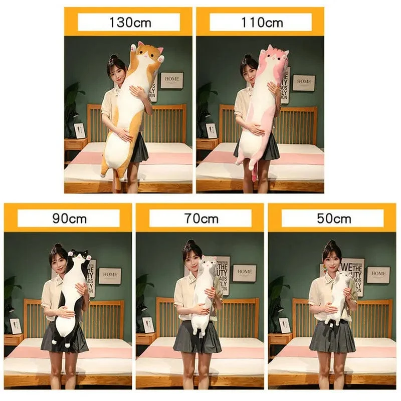 10 Arten 50-150 cm lange Katzenplüschtiere Gefüllte weiche Pause Büro Nickerchen Puppe Bett Schlafkissen Wohnkultur Geburtstagsgeschenke für Mädchen