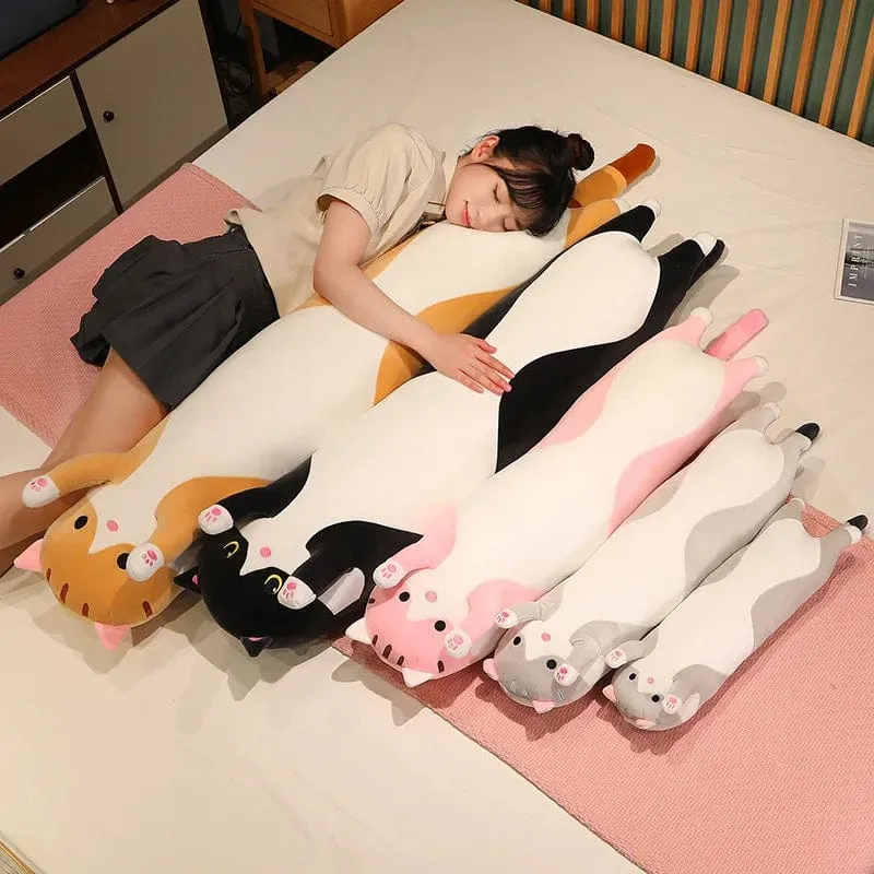 10 Arten 50-150 cm lange Katzenplüschtiere Gefüllte weiche Pause Büro Nickerchen Puppe Bett Schlafkissen Wohnkultur Geburtstagsgeschenke für Mädchen