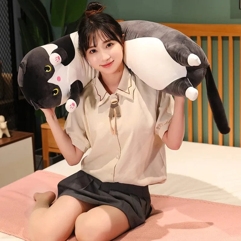 10 Arten 50-150 cm lange Katzenplüschtiere Gefüllte weiche Pause Büro Nickerchen Puppe Bett Schlafkissen Wohnkultur Geburtstagsgeschenke für Mädchen
