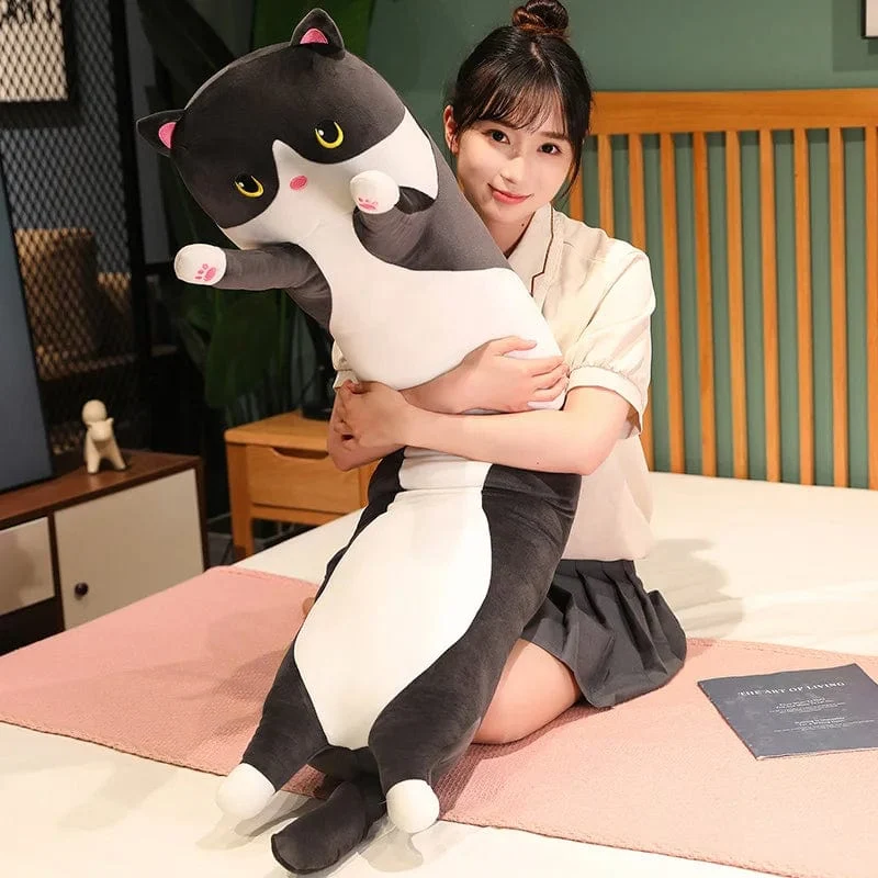 10 Arten 50-150 cm lange Katzenplüschtiere Gefüllte weiche Pause Büro Nickerchen Puppe Bett Schlafkissen Wohnkultur Geburtstagsgeschenke für Mädchen
