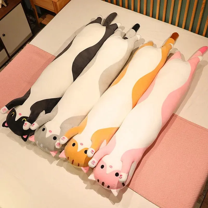 10 Arten 50-150 cm lange Katzenplüschtiere Gefüllte weiche Pause Büro Nickerchen Puppe Bett Schlafkissen Wohnkultur Geburtstagsgeschenke für Mädchen