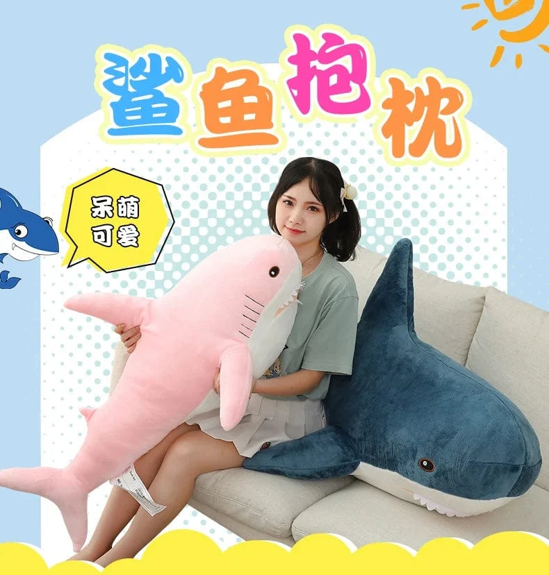 15–140 cm, buntes Hai-Plüschtier, blau/rosa/grau, Stofftier, Fisch, weiche Puppe, Wal, Schlafkissen, Kawaii-Geschenk für Kinder, Mädchen, Jungen