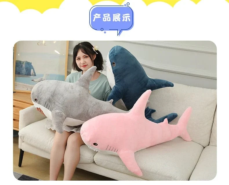 15–140 cm, buntes Hai-Plüschtier, blau/rosa/grau, Stofftier, Fisch, weiche Puppe, Wal, Schlafkissen, Kawaii-Geschenk für Kinder, Mädchen, Jungen