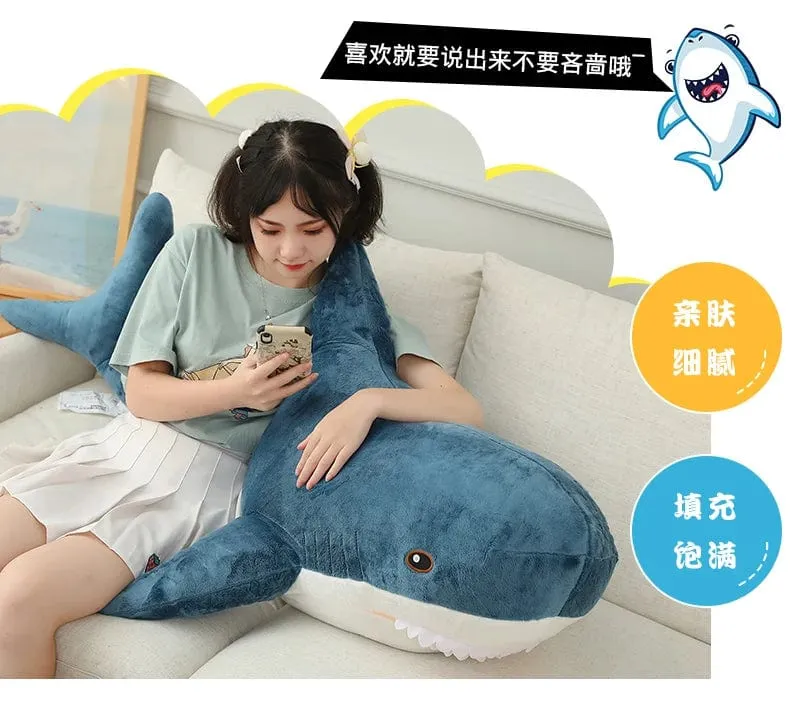 15–140 cm, buntes Hai-Plüschtier, blau/rosa/grau, Stofftier, Fisch, weiche Puppe, Wal, Schlafkissen, Kawaii-Geschenk für Kinder, Mädchen, Jungen