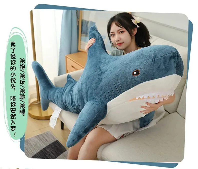 15–140 cm, buntes Hai-Plüschtier, blau/rosa/grau, Stofftier, Fisch, weiche Puppe, Wal, Schlafkissen, Kawaii-Geschenk für Kinder, Mädchen, Jungen