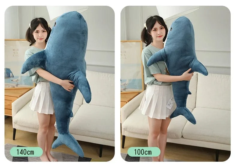 15–140 cm, buntes Hai-Plüschtier, blau/rosa/grau, Stofftier, Fisch, weiche Puppe, Wal, Schlafkissen, Kawaii-Geschenk für Kinder, Mädchen, Jungen