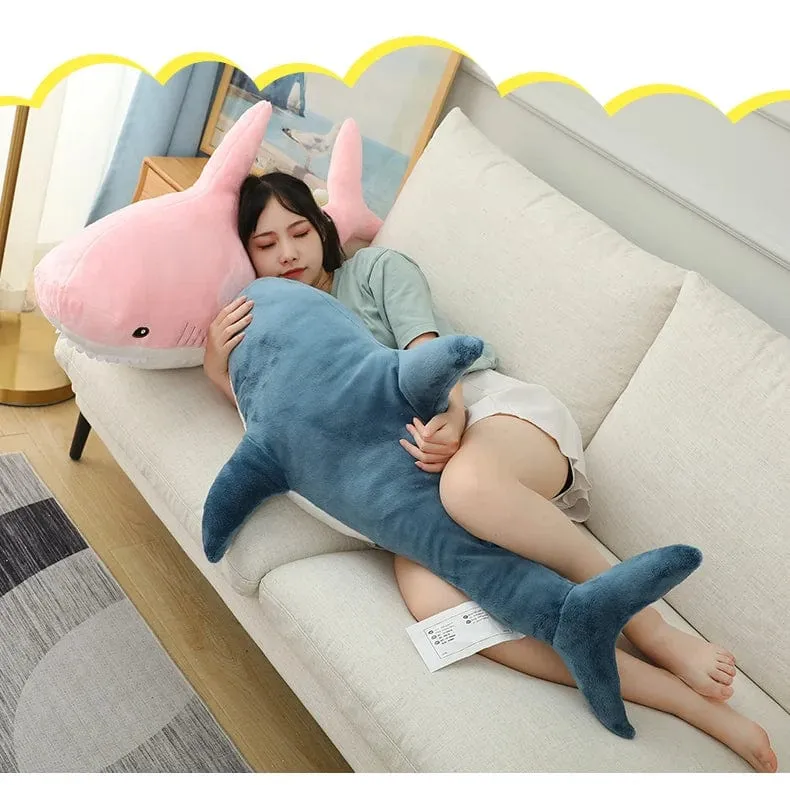 15–140 cm, buntes Hai-Plüschtier, blau/rosa/grau, Stofftier, Fisch, weiche Puppe, Wal, Schlafkissen, Kawaii-Geschenk für Kinder, Mädchen, Jungen