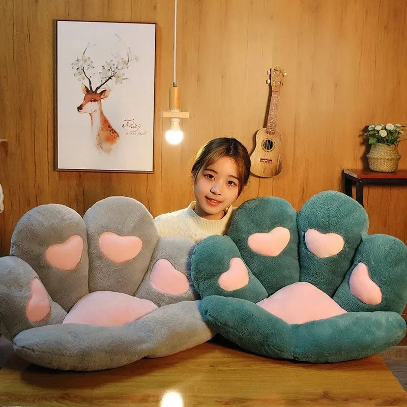 2 Größen Kawaii Plüsch Bärentatzenmatte Niedliches Tier Bär Katzenfußkissen Herz Plüschkissen Gefüllte Stofftiere für Wohnkultur Geschenke