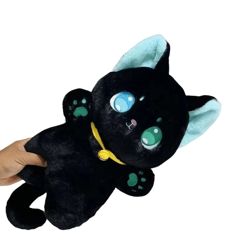 25 cm Schwarz-Weiß-Katze Plüschtier Greifer Stofftier Patung Puppen Kinderspielzeug Geschenke Halloween Geschenke Spielzeug für Kinder Mädchen
