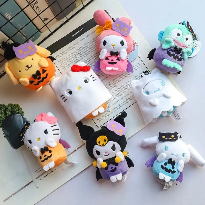 Hellokitty Halloween Puppe Cinnamoroll Kuromi Kawaii Geist Plüsch Spielzeug Schlüsselanhänger Tasche Zubehör Geburtstag Geschenke Halloween Spielzeug