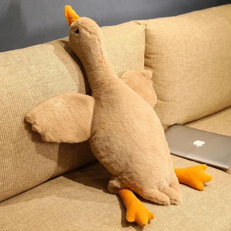 130CM Riesige weiße Ente Plüschtier Weiche Angefüllte Ganspuppe mit großen Flügeln Schönes Tierkissen Für Kinder Mädchen Geburtstagsgeschenke