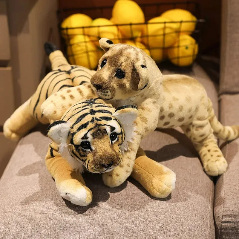 39-58 cm Simulation Löwe Tiger Leopard Plüschtiere Wohnkultur Gefüllte süße Tiere Puppen Weich Echt Wie Kissen für Kinder Jungen Geschenk