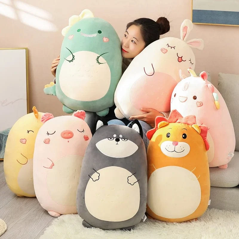 45/80CM Squishy Spielzeug Kawaii Tier Fett Dinosaurier Shiba Inu Hund Kissen Plüsch Spielzeug Niedlichen Kaninchen Puppe Mädchen Bett Schlafkissen