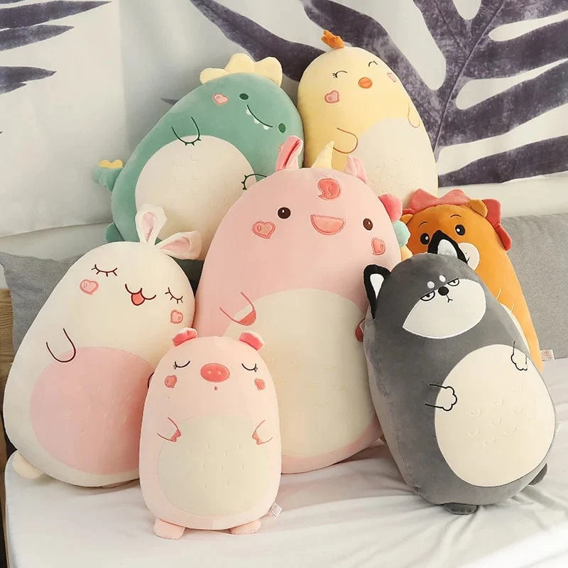 45/80CM Squishy Spielzeug Kawaii Tier Fett Dinosaurier Shiba Inu Hund Kissen Plüsch Spielzeug Niedlichen Kaninchen Puppe Mädchen Bett Schlafkissen