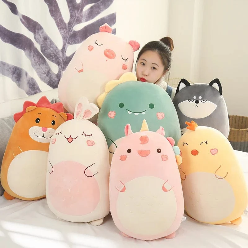 45/80CM Squishy Spielzeug Kawaii Tier Fett Dinosaurier Shiba Inu Hund Kissen Plüsch Spielzeug Niedlichen Kaninchen Puppe Mädchen Bett Schlafkissen