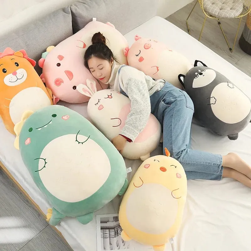 45/80CM Squishy Spielzeug Kawaii Tier Fett Dinosaurier Shiba Inu Hund Kissen Plüsch Spielzeug Niedlichen Kaninchen Puppe Mädchen Bett Schlafkissen