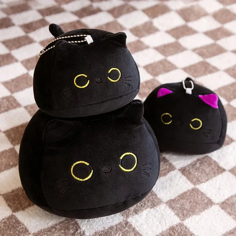 25 cm runder Ball Katze Plüsch Kissen Spielzeug weiche gefüllte Cartoon Tier Puppe schwarze Katzen Nickerchen Kissen Weihnachten Geburtstagsgeschenk für Kinder