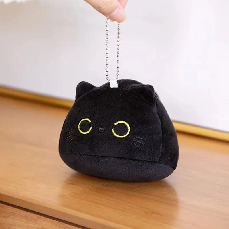 25 cm runder Ball Katze Plüsch Kissen Spielzeug weiche gefüllte Cartoon Tier Puppe schwarze Katzen Nickerchen Kissen Weihnachten Geburtstagsgeschenk für Kinder
