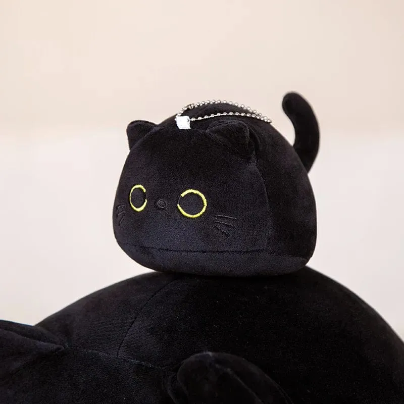 25 cm runder Ball Katze Plüsch Kissen Spielzeug weiche gefüllte Cartoon Tier Puppe schwarze Katzen Nickerchen Kissen Weihnachten Geburtstagsgeschenk für Kinder