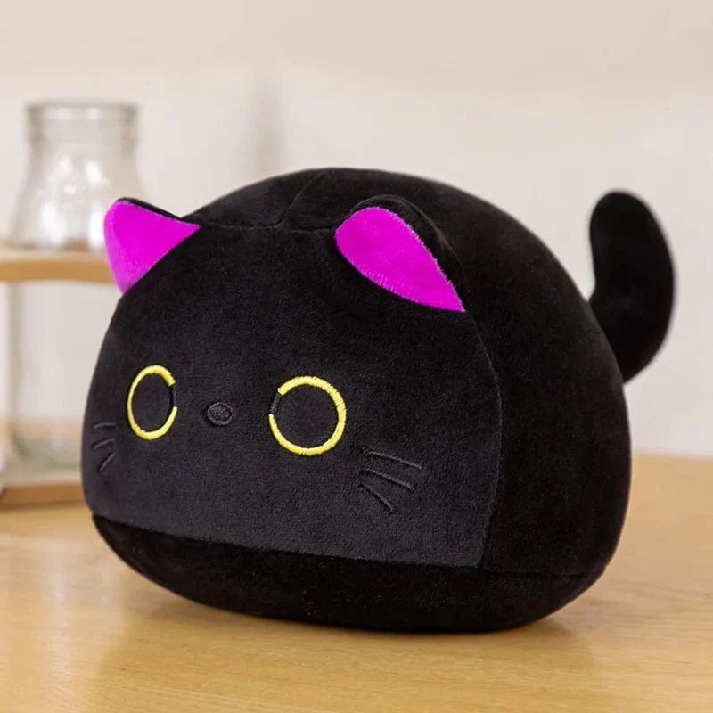 25 cm runder Ball Katze Plüsch Kissen Spielzeug weiche gefüllte Cartoon Tier Puppe schwarze Katzen Nickerchen Kissen Weihnachten Geburtstagsgeschenk für Kinder