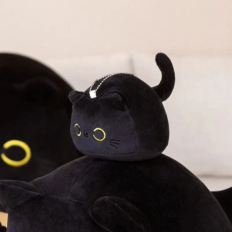 25 cm runder Ball Katze Plüsch Kissen Spielzeug weiche gefüllte Cartoon Tier Puppe schwarze Katzen Nickerchen Kissen Weihnachten Geburtstagsgeschenk für Kinder