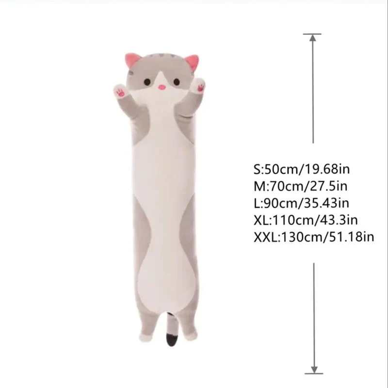 50/70/90/110/130 cm Lustige Freude Nette Weiche Lange Katze Plüsch Spielzeug Pause Büro Nickerchen Kissen Bett Schlaf Wohnkultur Puppe für Kinder Mädchen Geschenk