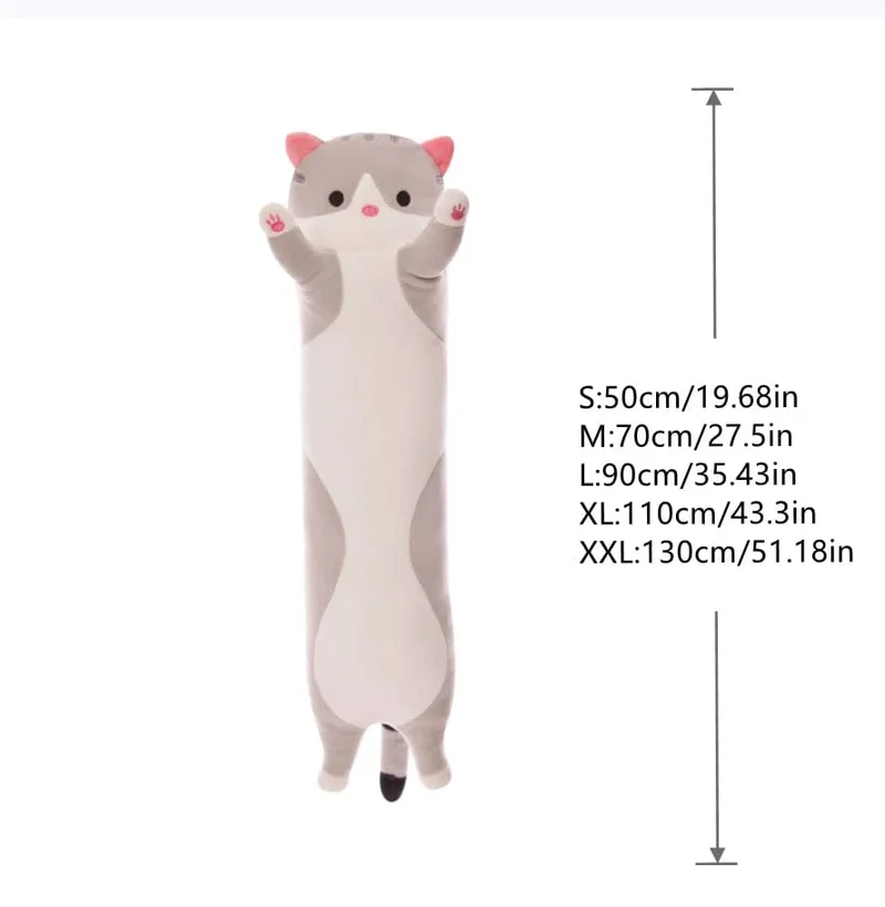 50/70/90/110/130 cm Lustige Freude Nette Weiche Lange Katze Plüsch Spielzeug Pause Büro Nickerchen Kissen Bett Schlaf Wohnkultur Puppe für Kinder Mädchen Geschenk