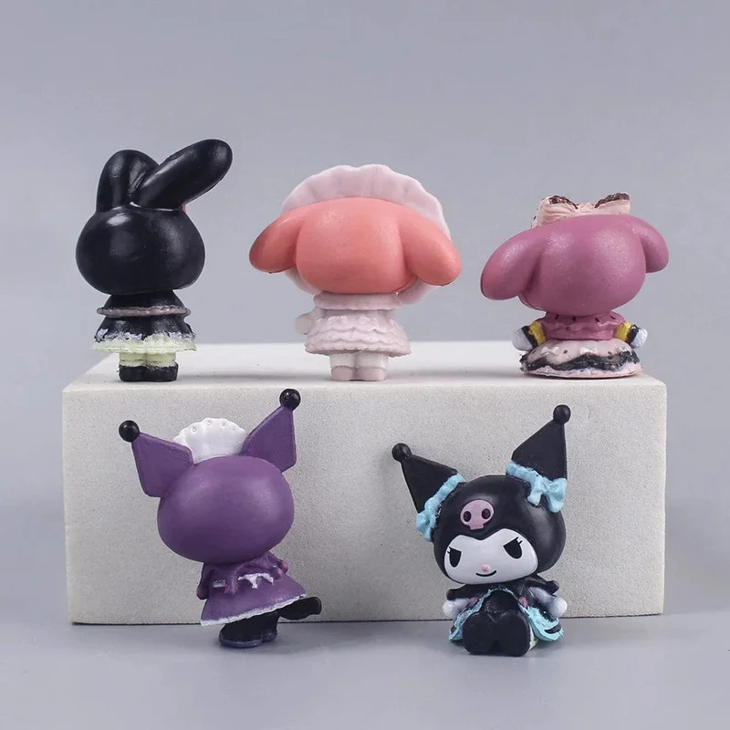5 Teile/satz Mini Sanrio Figuren Puppe 3cm Hallo Kitty Kuromi melody Kuchen dekoration modell desktop spielzeug auto dekoration