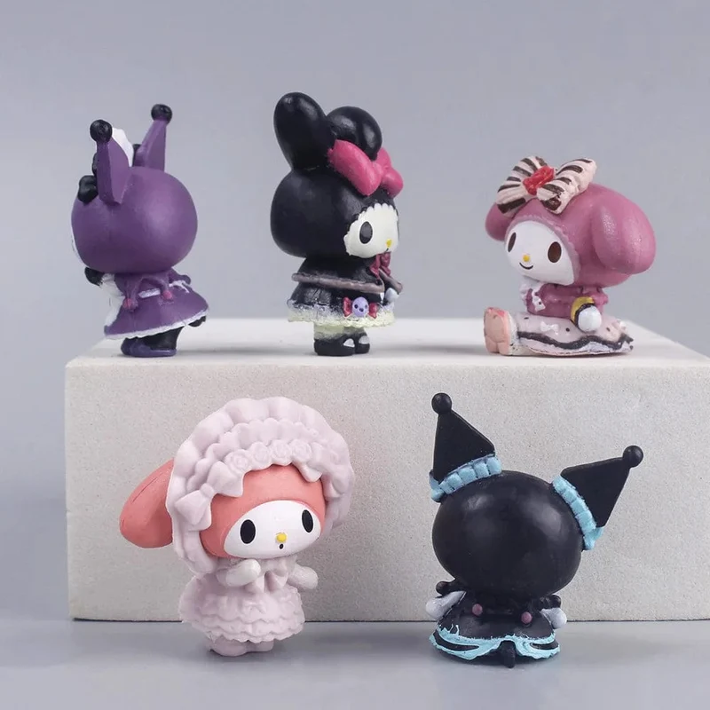 5 Teile/satz Mini Sanrio Figuren Puppe 3cm Hallo Kitty Kuromi melody Kuchen dekoration modell desktop spielzeug auto dekoration