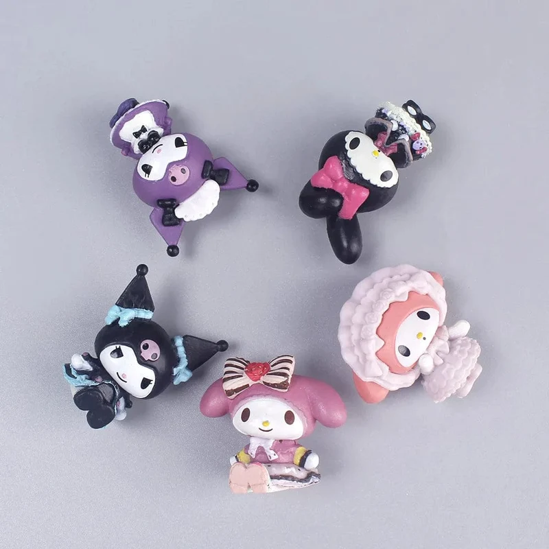 5 Teile/satz Mini Sanrio Figuren Puppe 3cm Hallo Kitty Kuromi melody Kuchen dekoration modell desktop spielzeug auto dekoration
