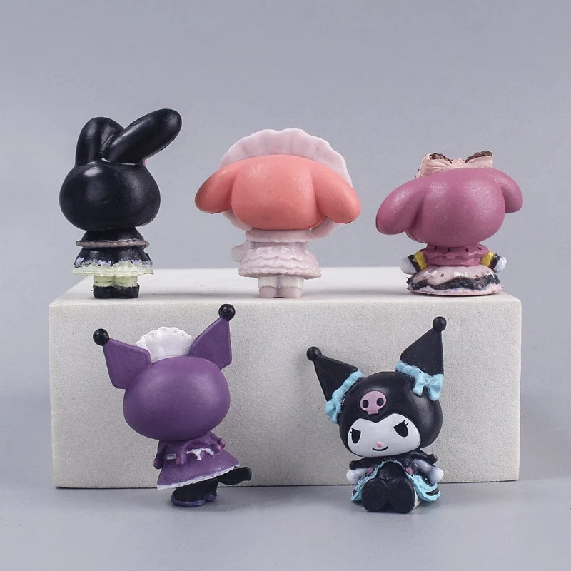 5 Teile/satz Mini Sanrio Figuren Puppe 3cm Hallo Kitty Kuromi melody Kuchen dekoration modell desktop spielzeug auto dekoration