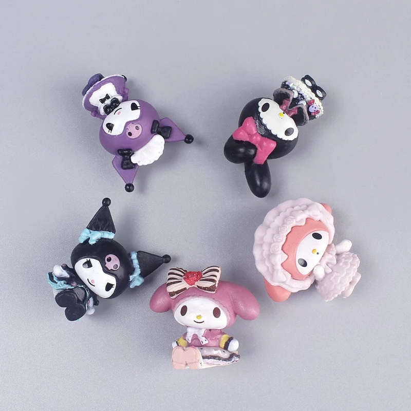 5 Teile/satz Mini Sanrio Figuren Puppe 3cm Hallo Kitty Kuromi melody Kuchen dekoration modell desktop spielzeug auto dekoration