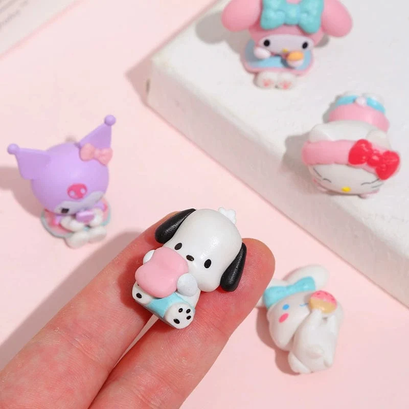 5 Teile/satz Mini Sanrio Figuren Puppe 3cm Hallo Kitty Kuromi melody Kuchen dekoration modell desktop spielzeug auto dekoration