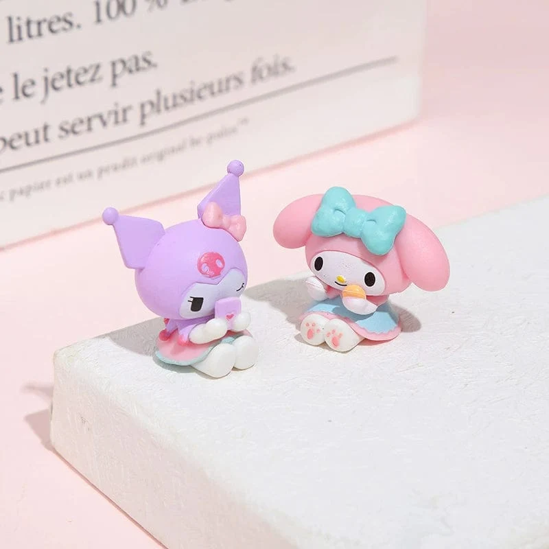 5 Teile/satz Mini Sanrio Figuren Puppe 3cm Hallo Kitty Kuromi melody Kuchen dekoration modell desktop spielzeug auto dekoration