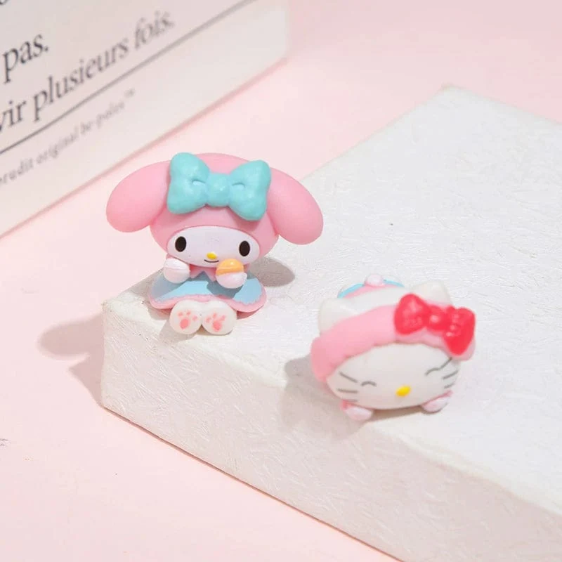 5 Teile/satz Mini Sanrio Figuren Puppe 3cm Hallo Kitty Kuromi melody Kuchen dekoration modell desktop spielzeug auto dekoration